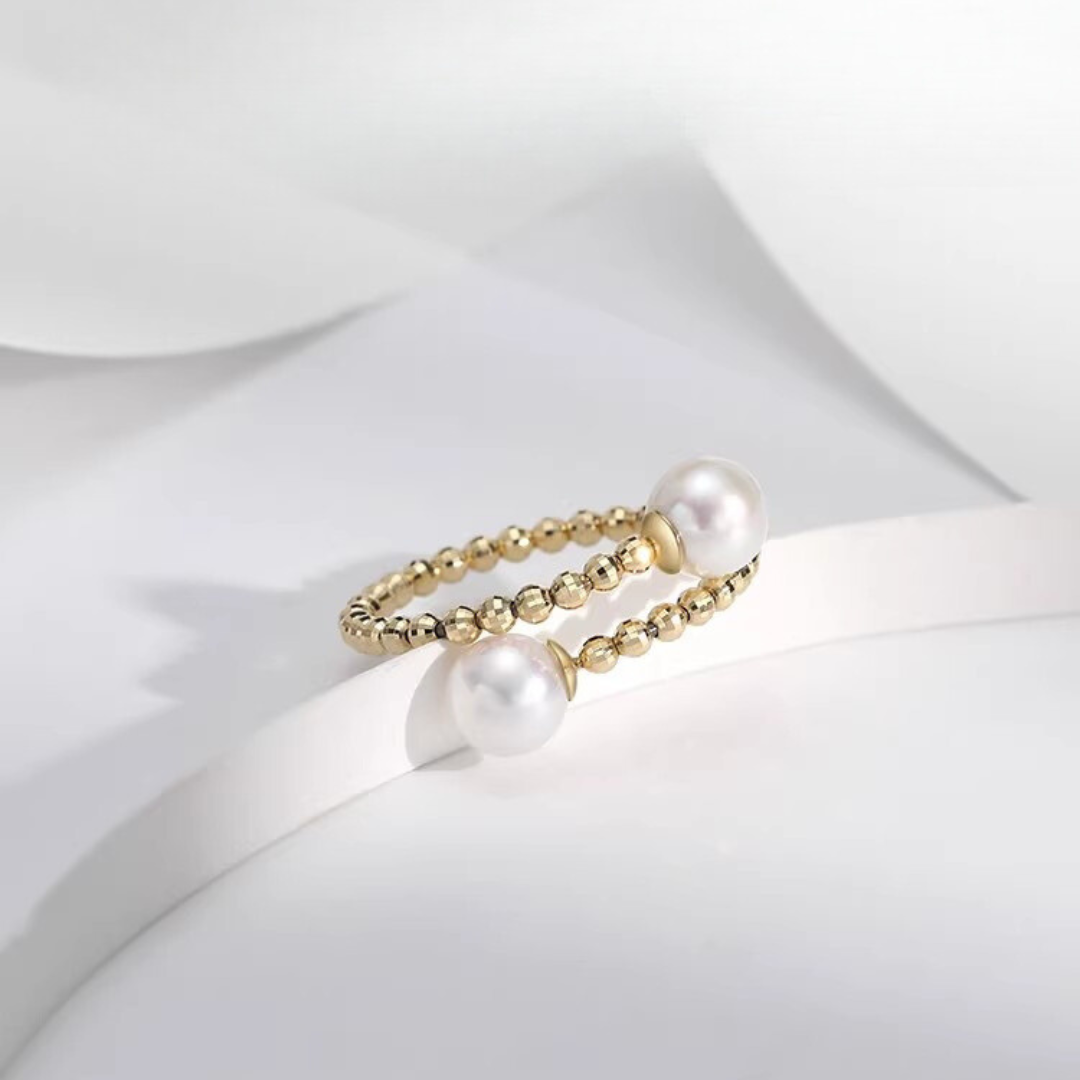 Minimalist Gold Aurora Pearl Rings AAA Quality