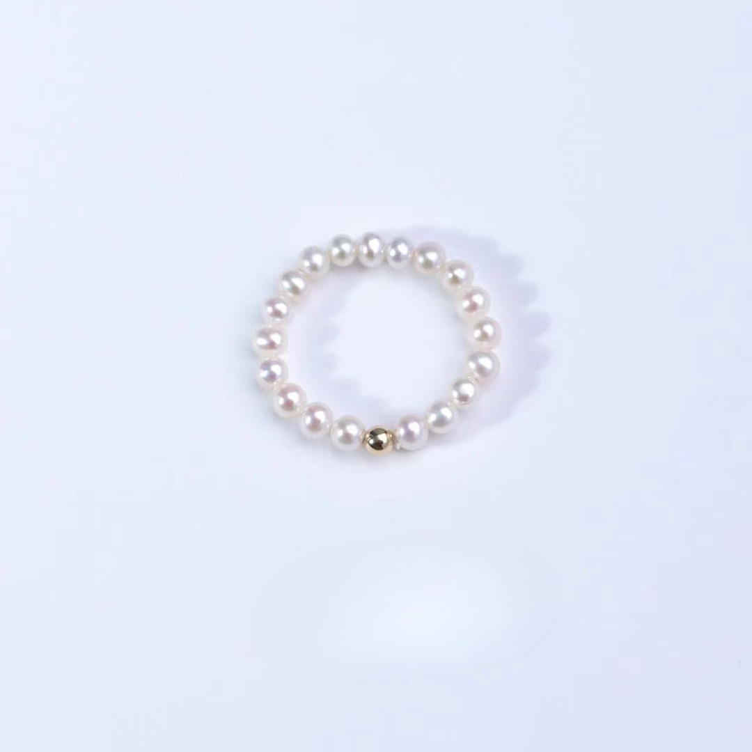 Minimalist Gold Pearl Rings AAA Quality