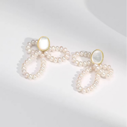 Mother of Aurora Pearl Drop Earrings AAA Quality