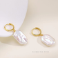 Calista – 10–12mm 18K Gold Plated Natural Baroque Flat Pearl Stud Earrings