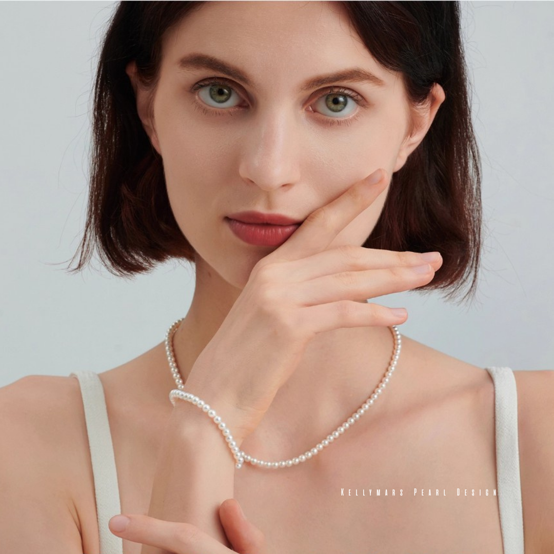 Naiya – 3-5.5mm Natural Freshwater Mini Aurora Pearl Bracelet in 18K Solid Gold or 925 Sterling Silver