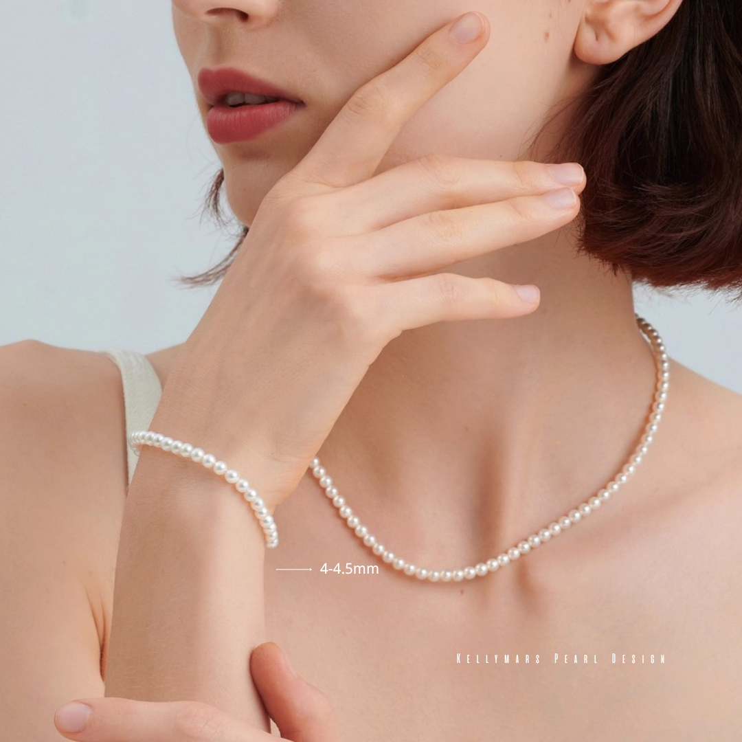 Naiya – 3-5.5mm Natural Freshwater Mini Aurora Pearl Bracelet in 18K Solid Gold or 925 Sterling Silver