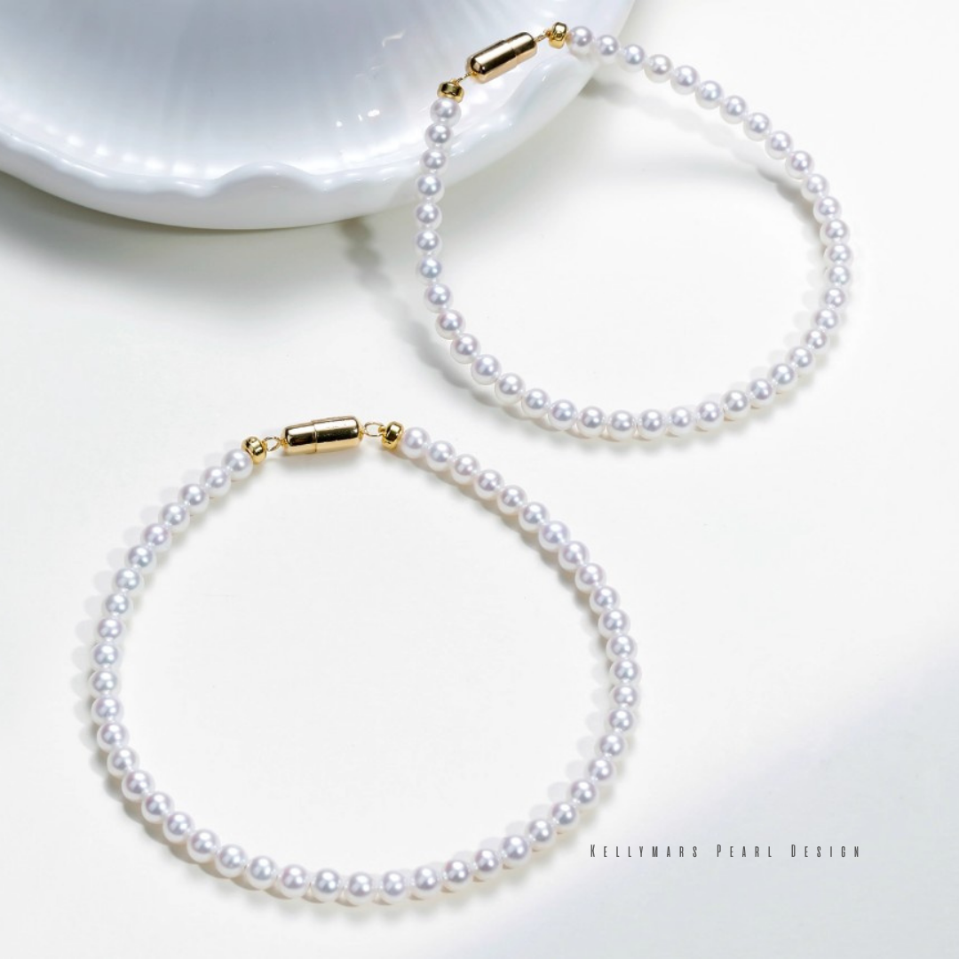 Naiya – 3-5.5mm Natural Freshwater Mini Aurora Pearl Bracelet in 18K Solid Gold or 925 Sterling Silver