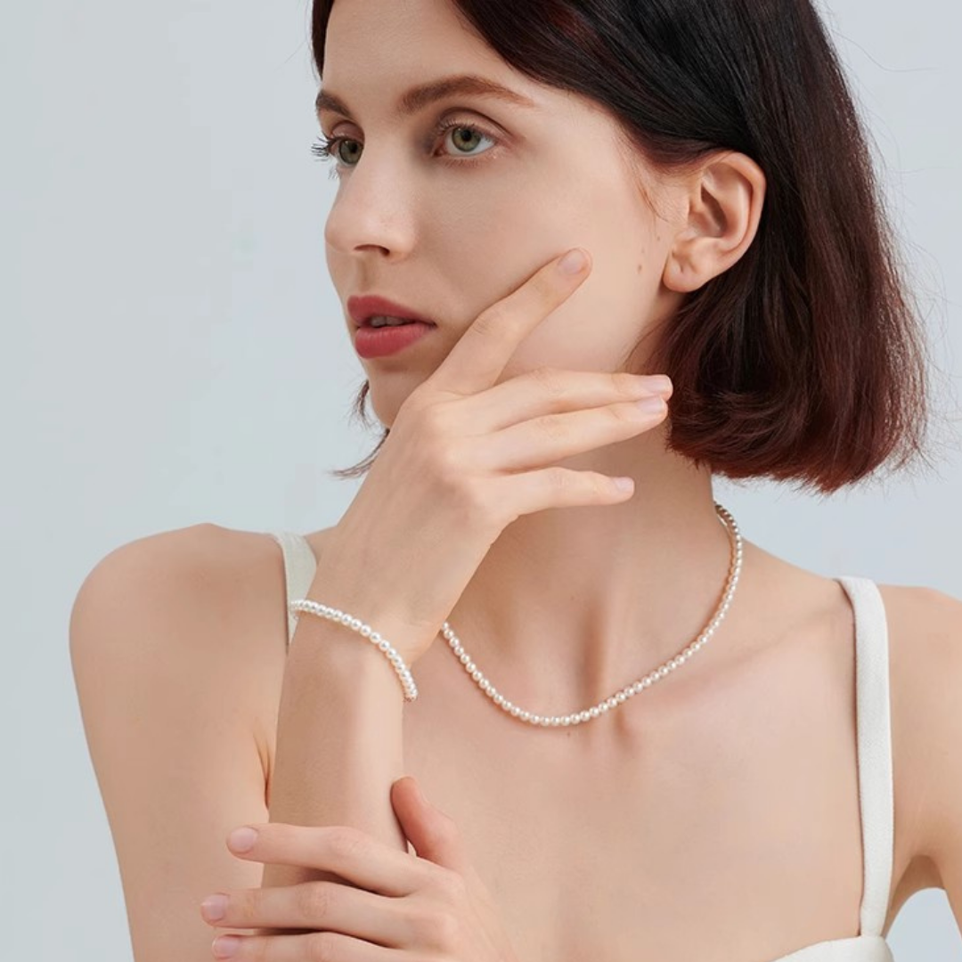 Naiya – 3-5.5mm Natural Freshwater Mini Aurora Pearl Bracelet in 18K Solid Gold or 925 Sterling Silver
