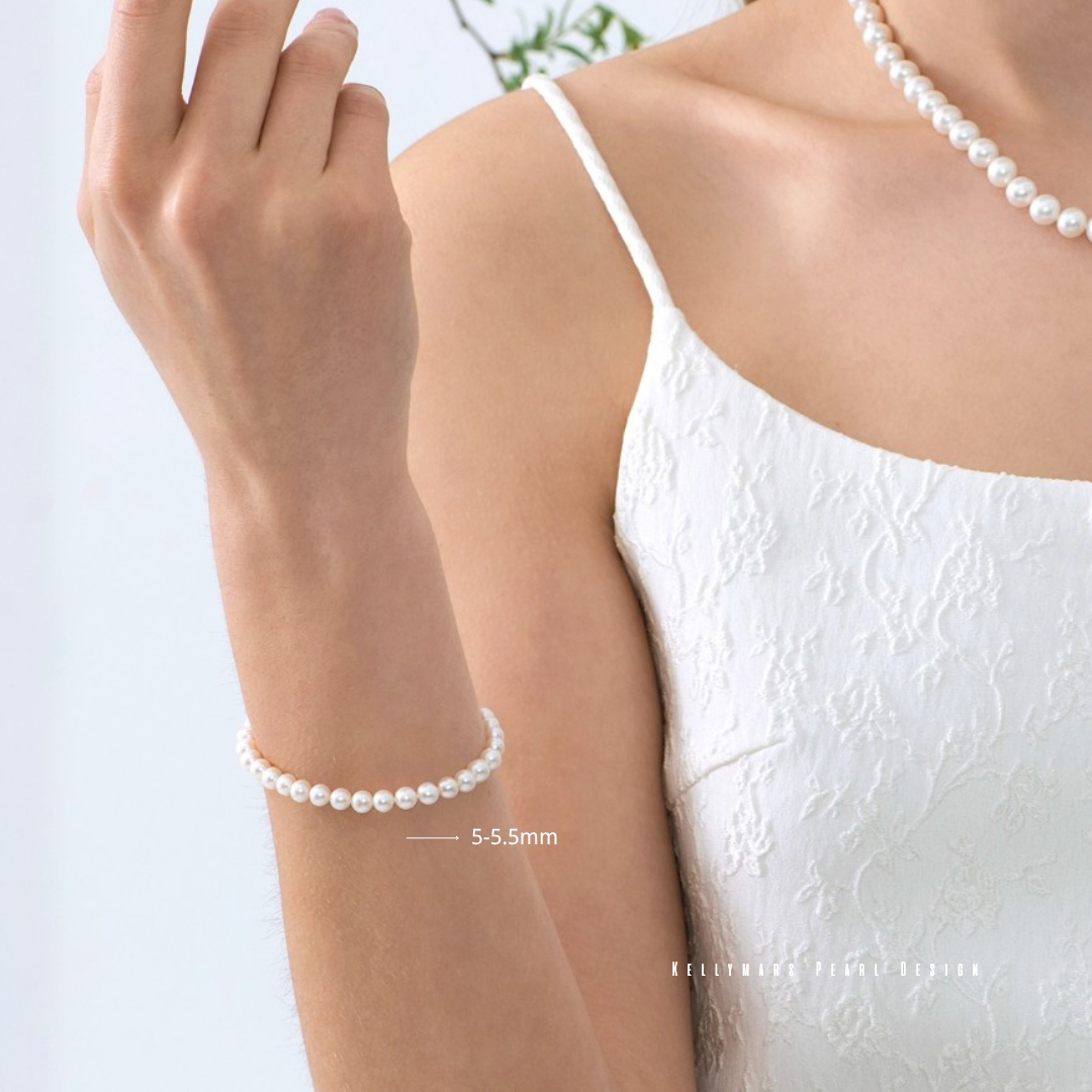 Naiya – 3-5.5mm Natural Freshwater Mini Aurora Pearl Bracelet in 18K Solid Gold or 925 Sterling Silver