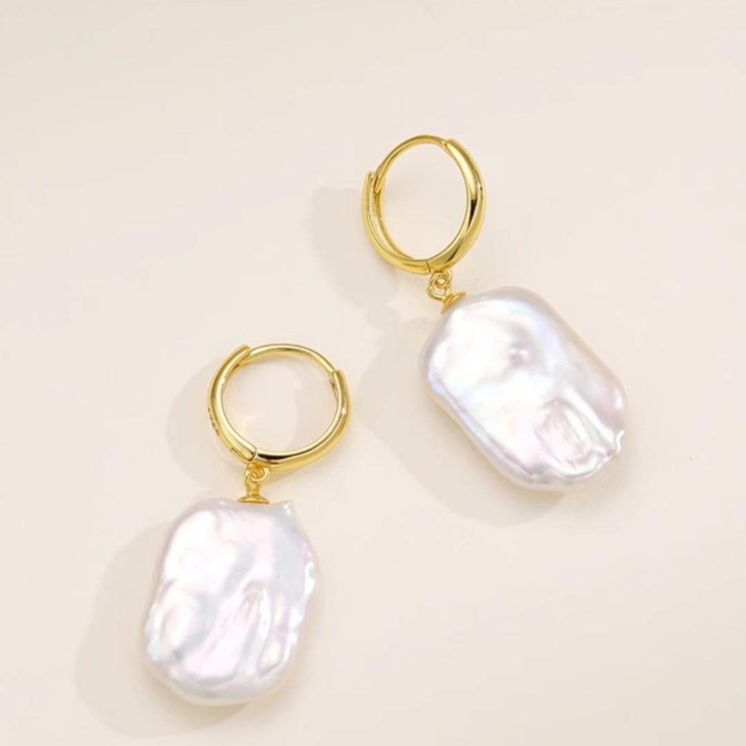 Natural Baroque Irregular Shaped Pearl Stud Earrings - AAA Quality