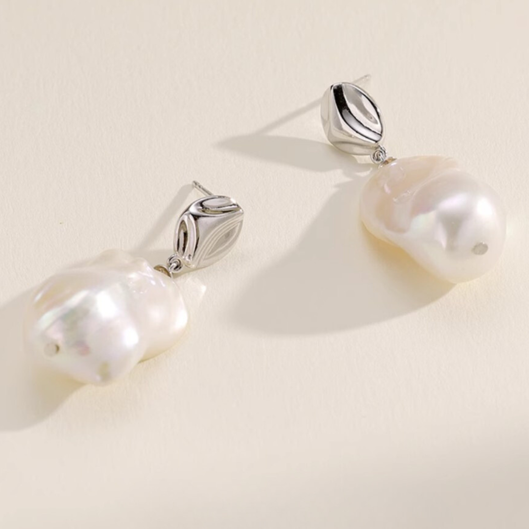 Natural Freshwater Baroque Irregular Shaped Pearl Earrings - AAA Quality