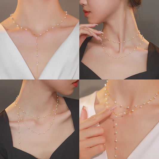 Hana – AAA Baby White Freshwater Pearl Necklace | 3–3.5mm Mini Stardust Design | 18K Solid Gold KELLYMARS