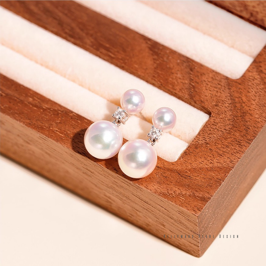 Oria – 5–7.5mm 18K Solid Gold Japanese Akoya Seawater Finest Pearl Earrings