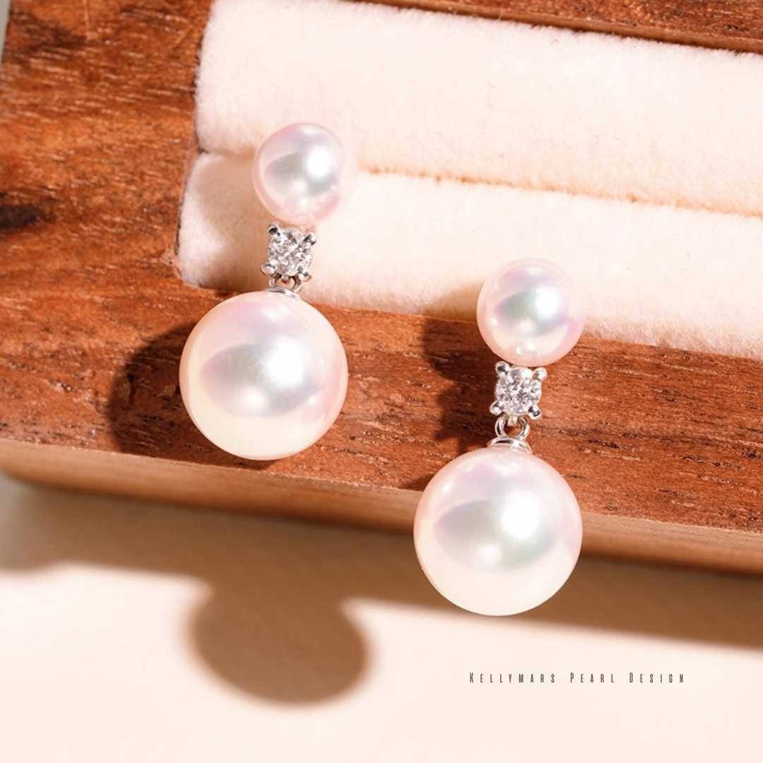 Oria – 5–7.5mm 18K Solid Gold Japanese Akoya Seawater Finest Pearl Earrings