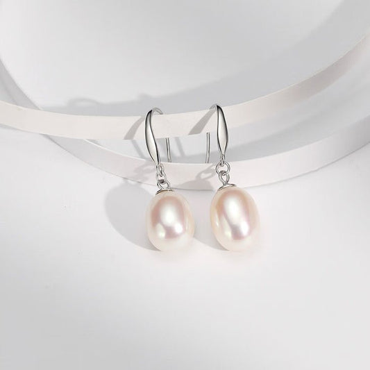 Silver Aurora Drop Pearl Earrings AAA Quality