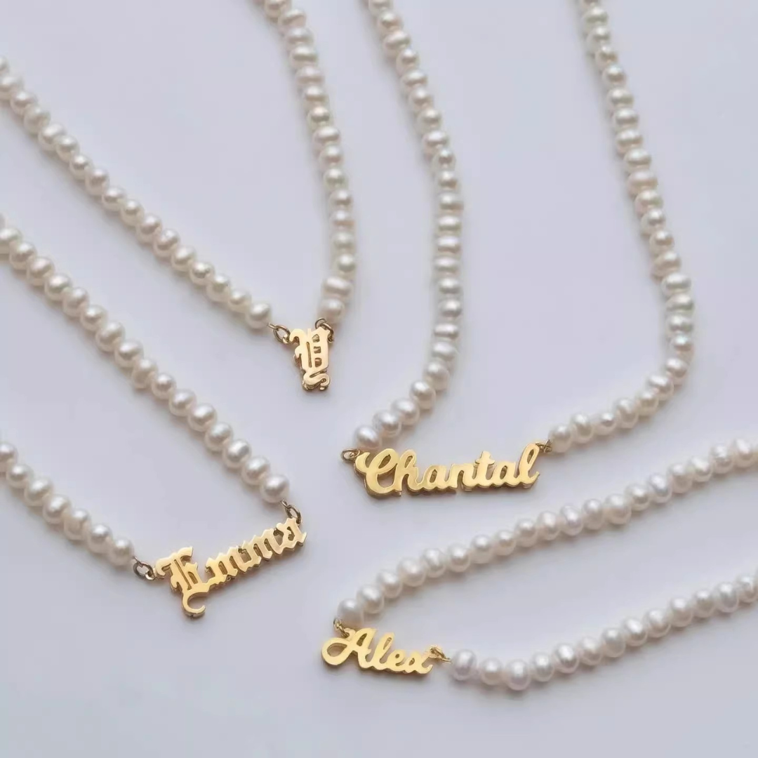 Personalized Name Necklace with Natural Freshwater Pearls