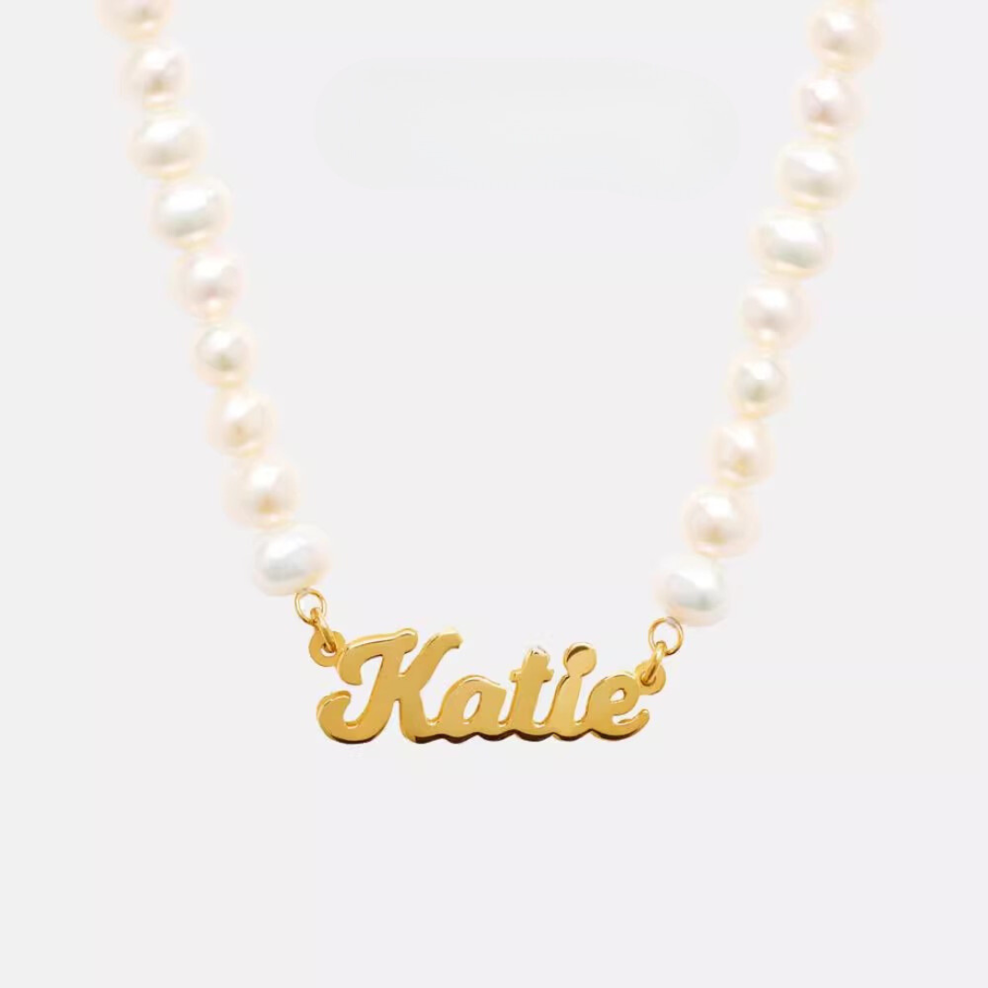 Personalized Name Necklace with Natural Freshwater Pearls