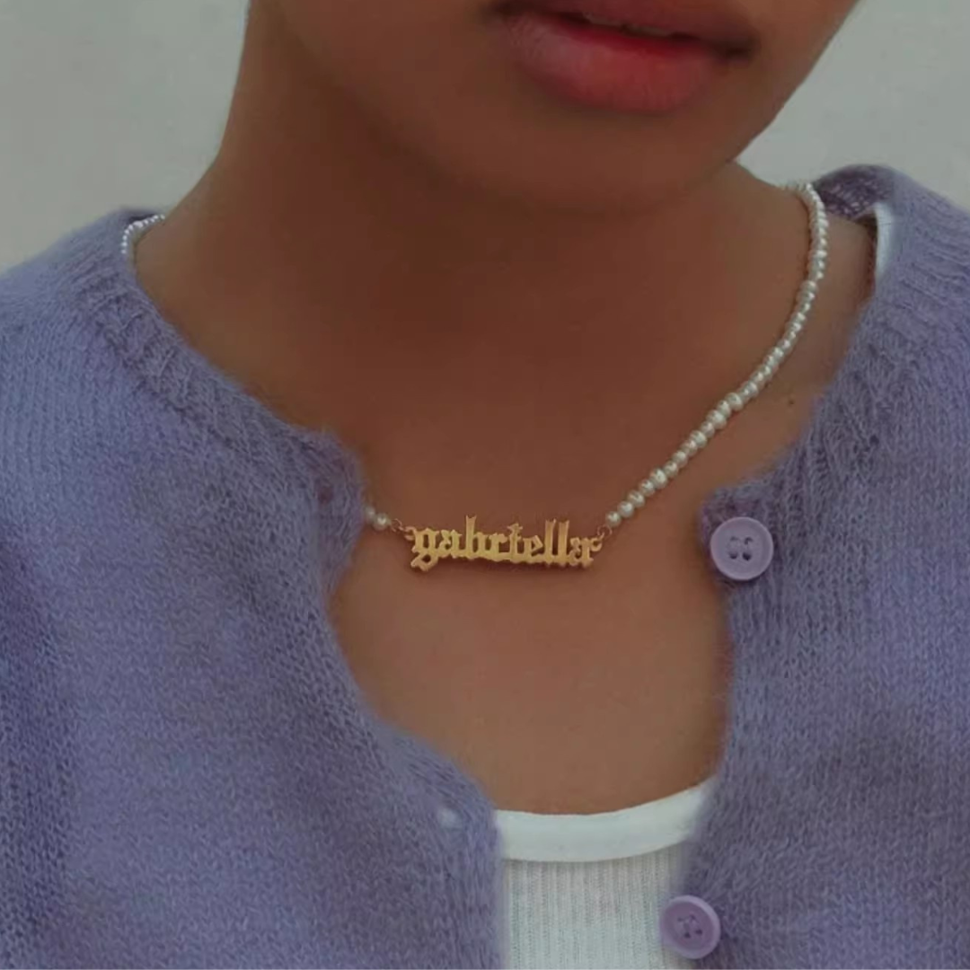 Personalized Name Necklace with Natural Freshwater Pearls