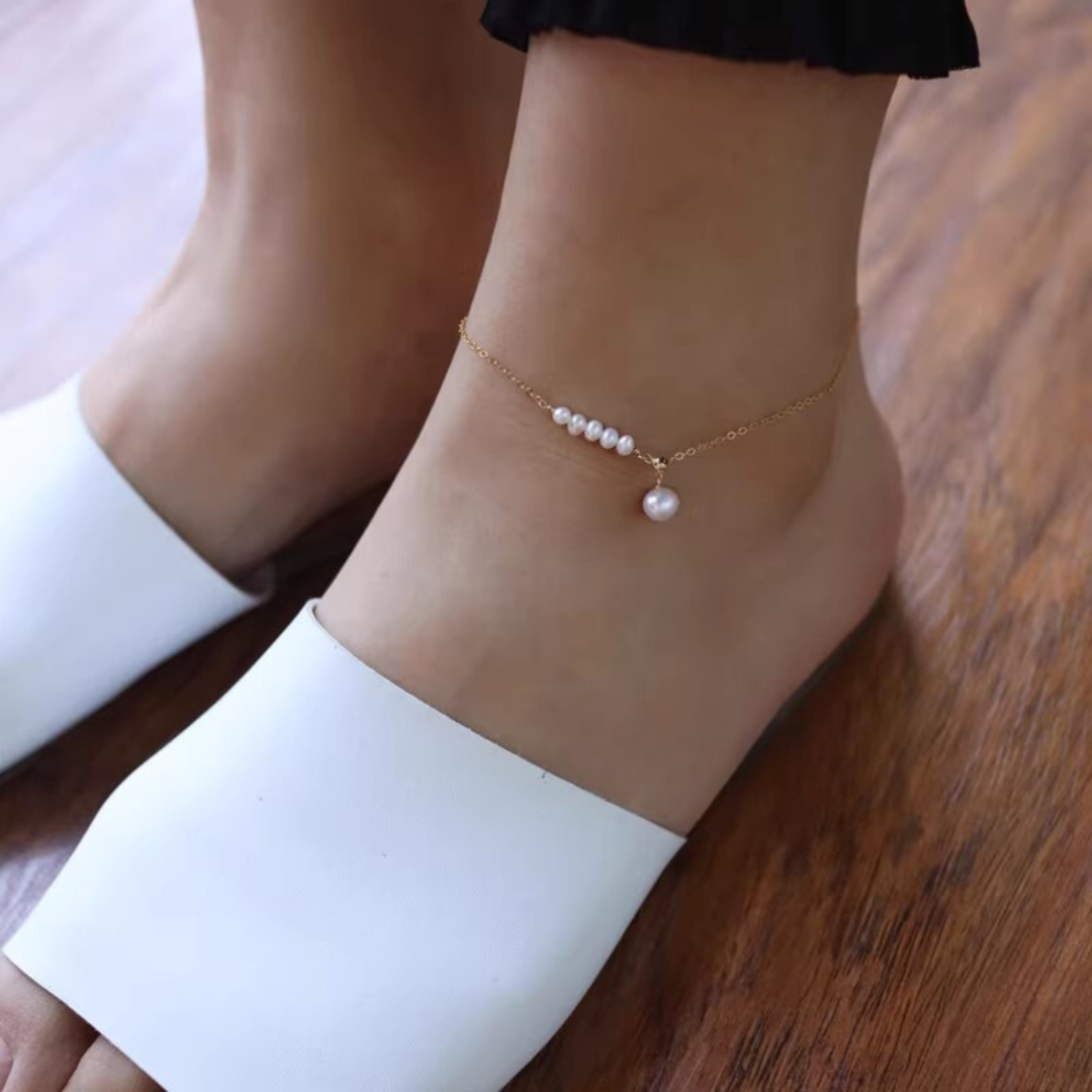 Personalized Natural Freshwater Pearl Anklet