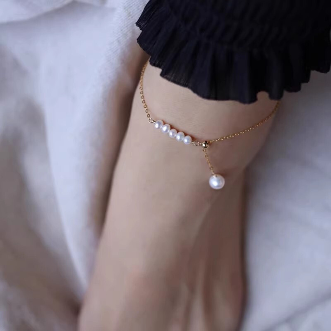 Personalized Natural Freshwater Pearl Anklet