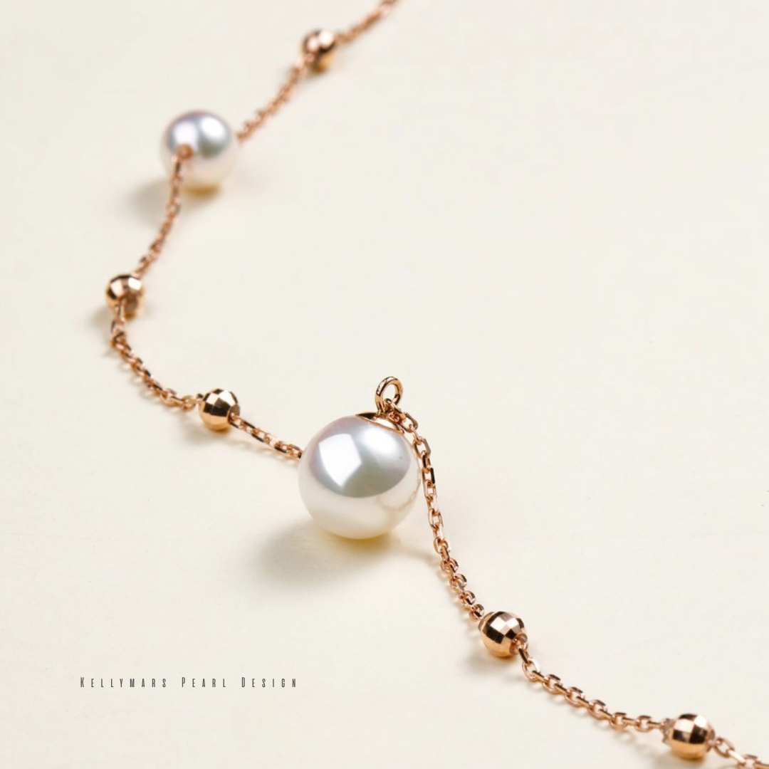 Elegant 18K gold petite pearl necklace for everyday wear