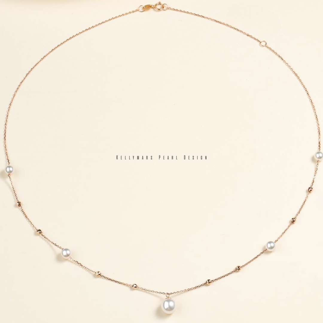 Real Akoya pearl necklace with dainty 18K gold chain