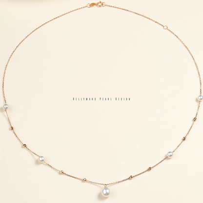 Real Akoya pearl necklace with dainty 18K gold chain