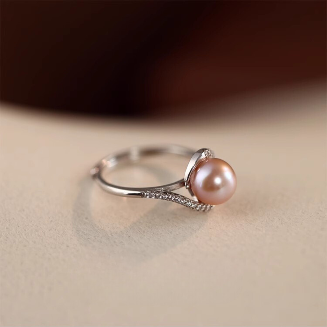 Purple-Pink Natural Freshwater Pearl Customizable Ring