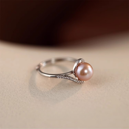 Purple-Pink Natural Freshwater Pearl Customizable Ring - AAA Quality