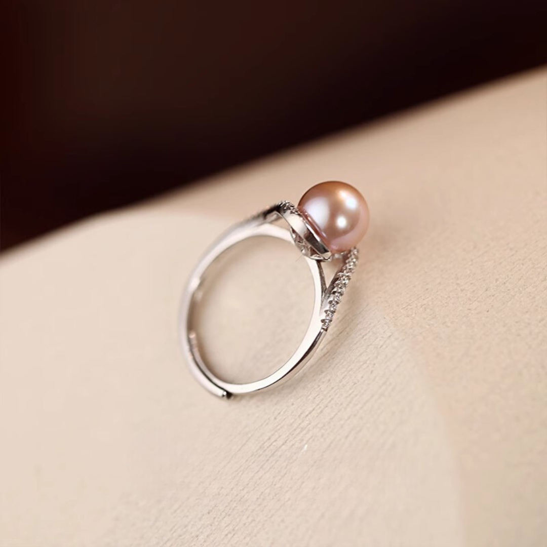 Purple-Pink Natural Freshwater Pearl Customizable Ring