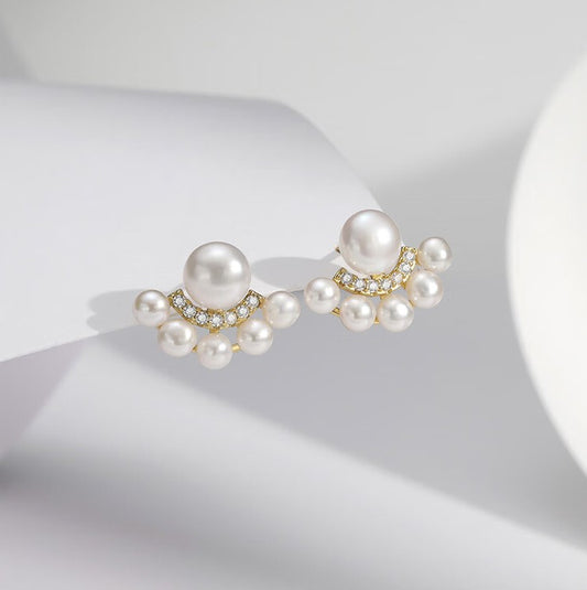 Smile Scalloped Pearl Earrings AAA Quality