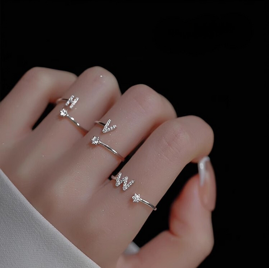 Silver Letter Ring Personalized Open Design