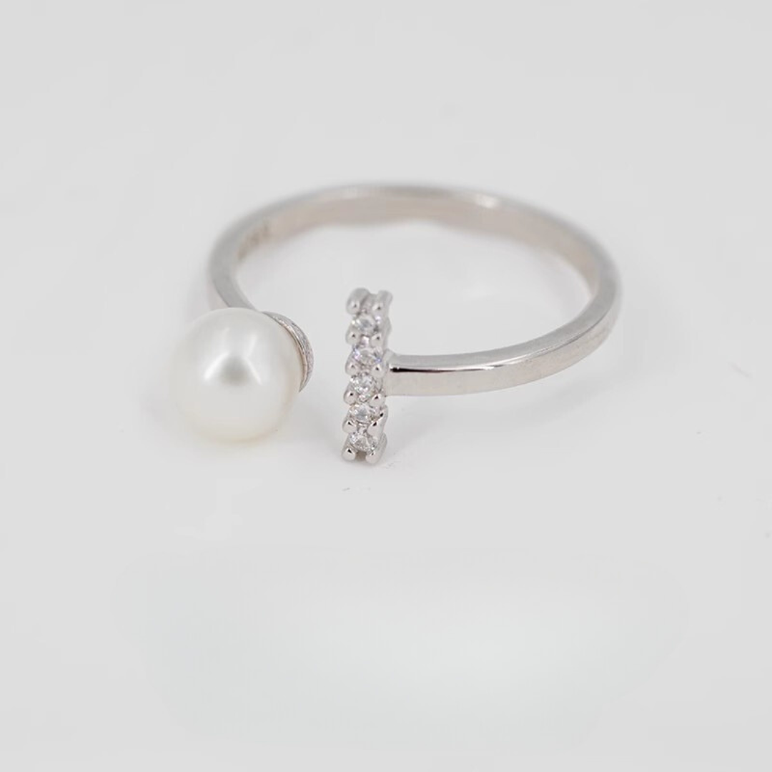 Silver Natural Freshwater Pearl Personalized Open Ring