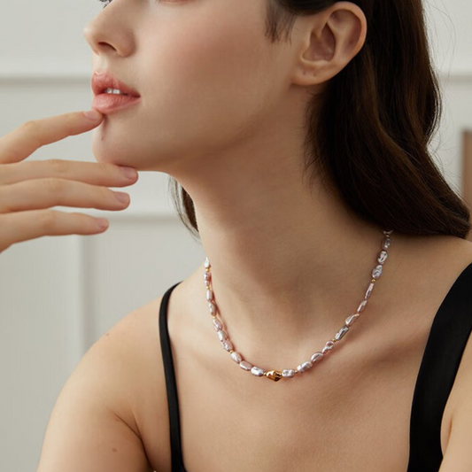 Natural Colored Baroque Pearl Necklace AAA Quality