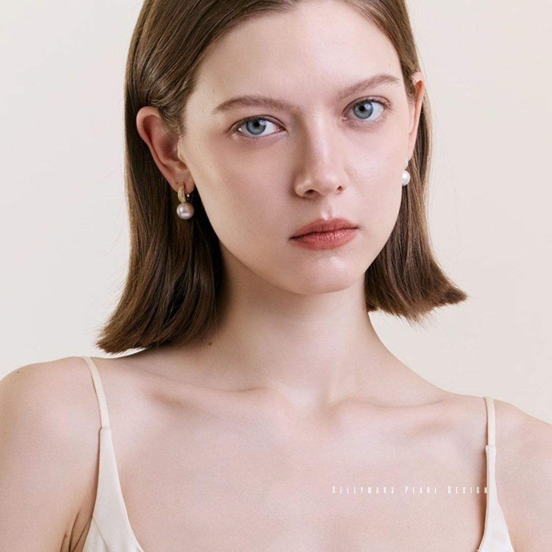 10–10.5mm natural freshwater pearl earrings with gold-tone hoop – dainty pearl jewelry for weddings or everyday wear