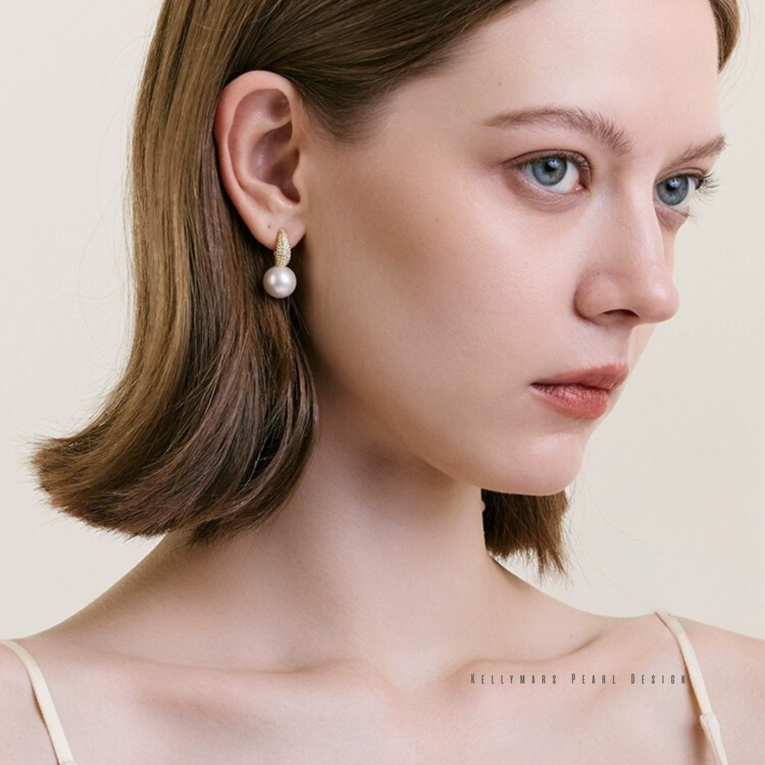 10–10.5mm natural freshwater pearl earrings with gold-tone hoop – dainty pearl jewelry for weddings or everyday wear