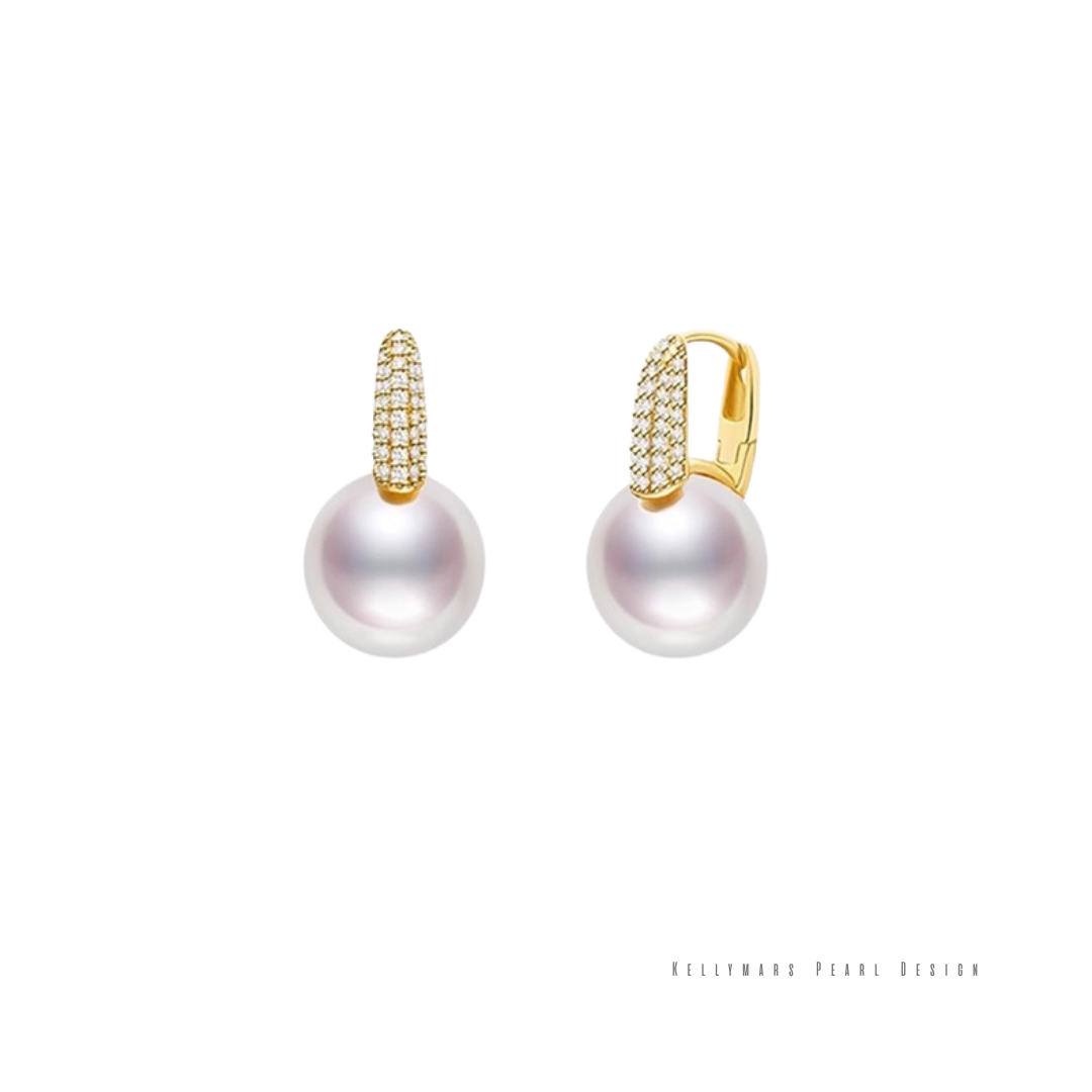 10–10.5mm natural freshwater pearl earrings with gold-tone hoop – dainty pearl jewelry for weddings or everyday wear