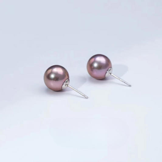 5mm-7.5mm Sterling Silver Purpe Aurora Stud Earrings AAA Quality