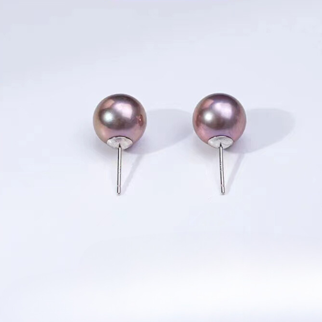 5mm-7.5mm Sterling Silver Purpe Aurora Stud Earrings AAA Quality