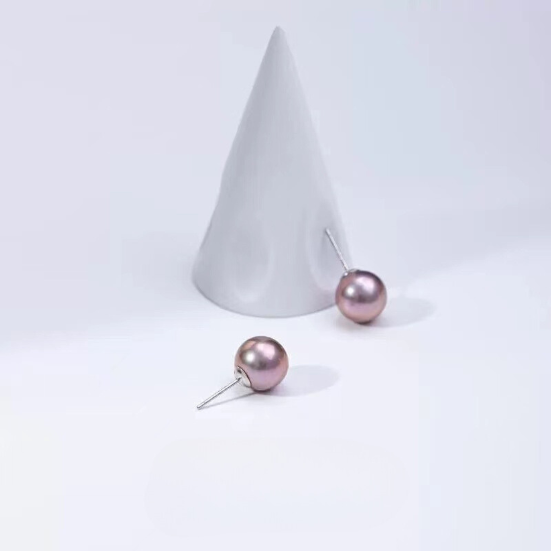 5mm-7.5mm Sterling Silver Purpe Aurora Stud Earrings AAA Quality