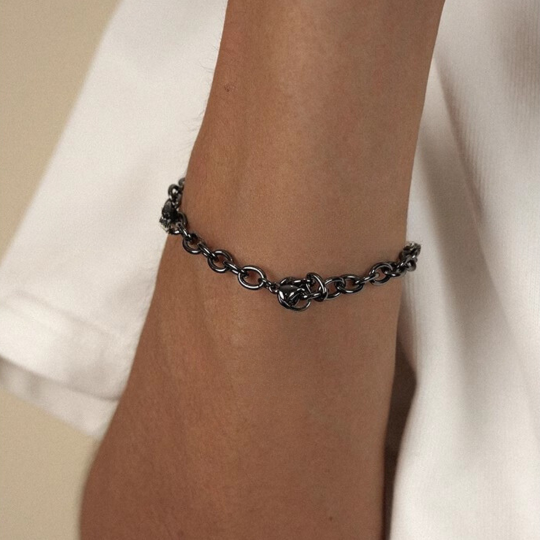 9mm-9.5mm Tahitian Pearl Bracelet Rhodium-Plated Cross Chain for Men - AAA Quality