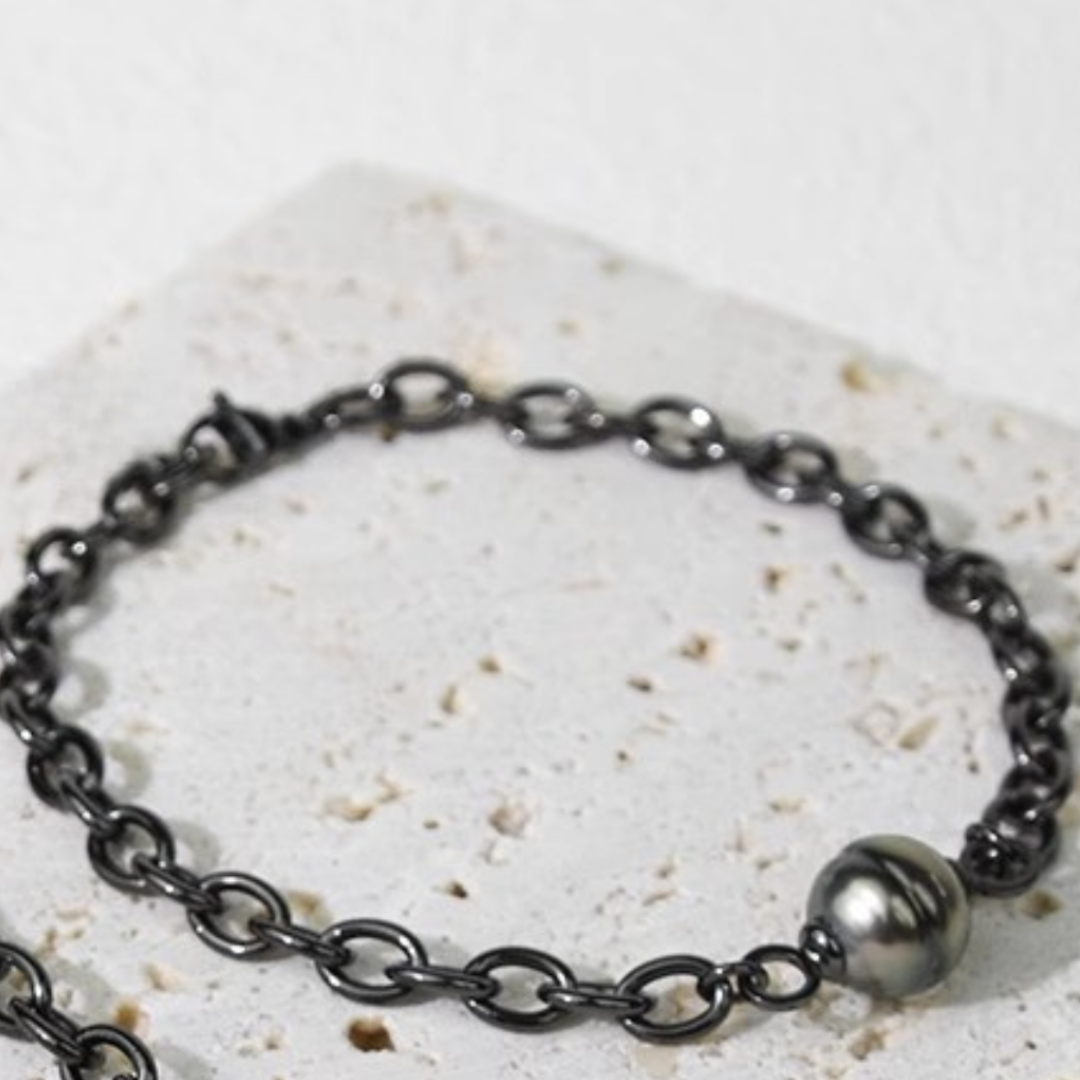 Black Thread Tahitian Pearl Bracelet for Men Gift