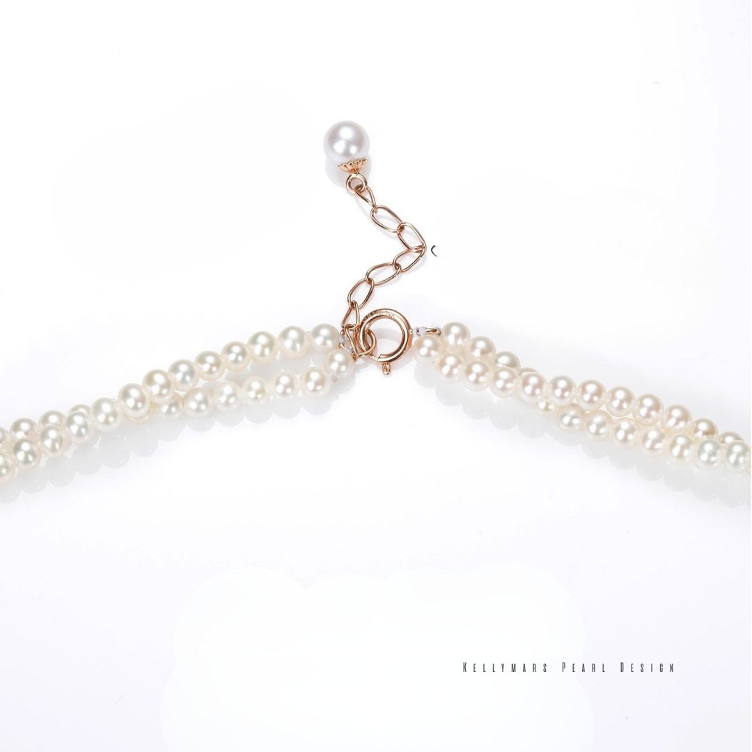 Twilight - 2.5–3mm Double-Layered Natural Freshwater Aurora Pearl Necklace in 18K Solid Gold