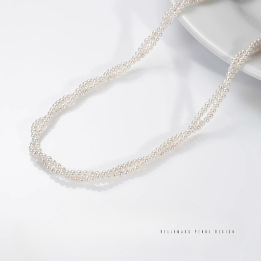 Twilight - 2.5–3mm Double-Layered Natural Freshwater Aurora Pearl Necklace in 18K Solid Gold