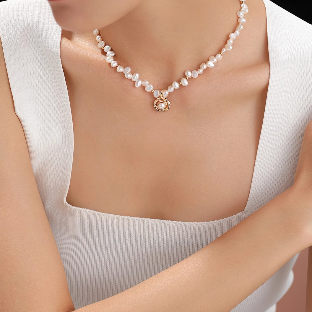 Unique Design Baroque Petal Pearl Necklace