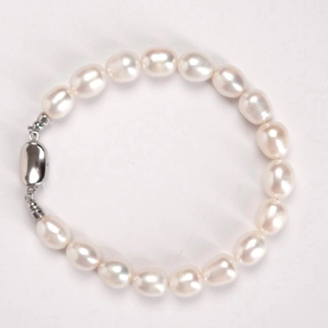 White Baroque Pearl Bracelet for Boyfriend