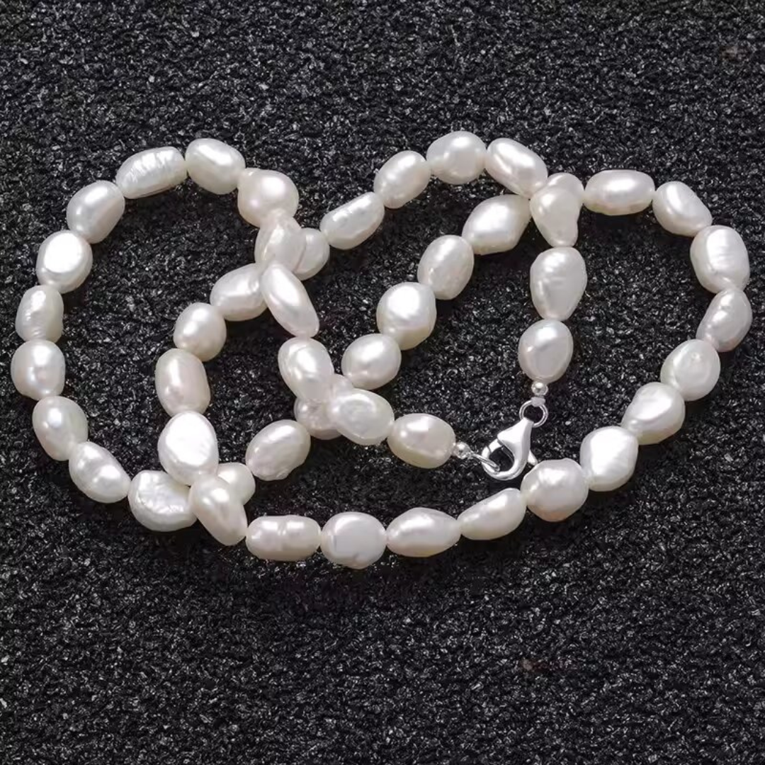 White Baroque Pearl Necklace for Boyfriend Gift