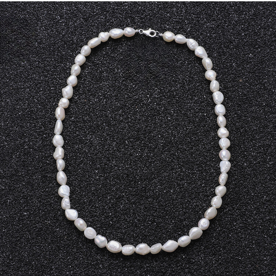 White Baroque Pearl Necklace for Boyfriend Gift