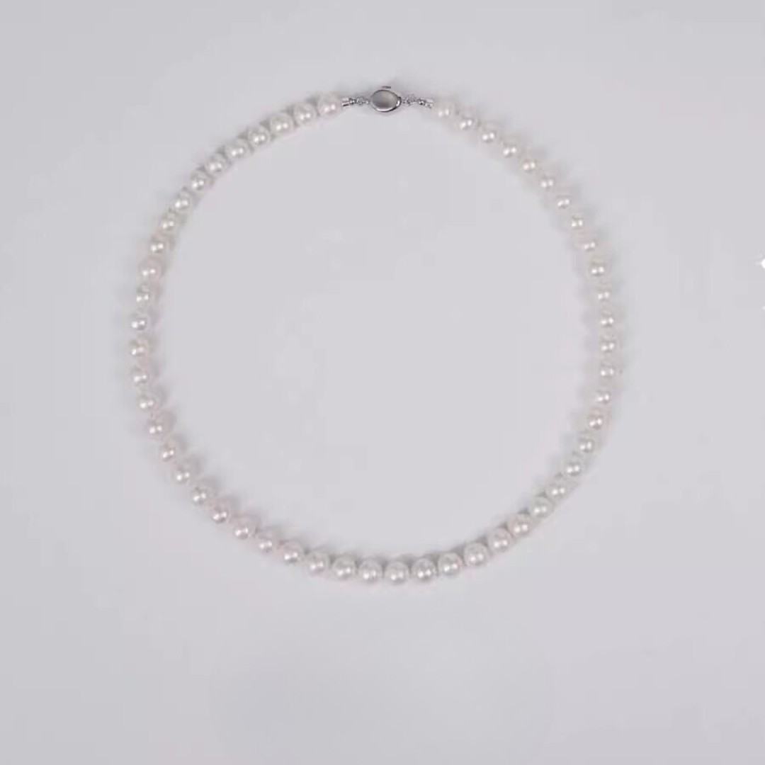 White Aurora Freshwater Pearl Necklace for Men Gift