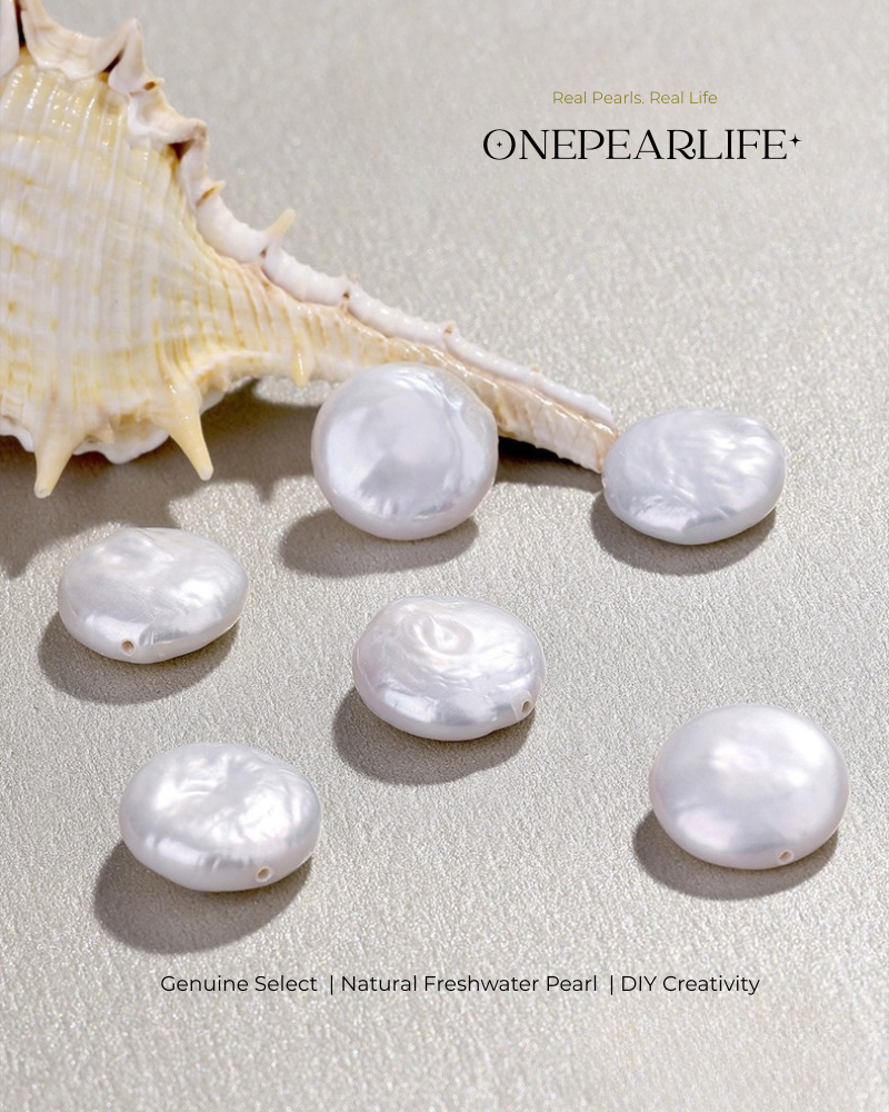 AAA Quality Natural Baroque Freshwater Button-Shaped Pearl – DIY Earrings, Bracelet & Necklace Jewelry Making Supplies Onepearlife