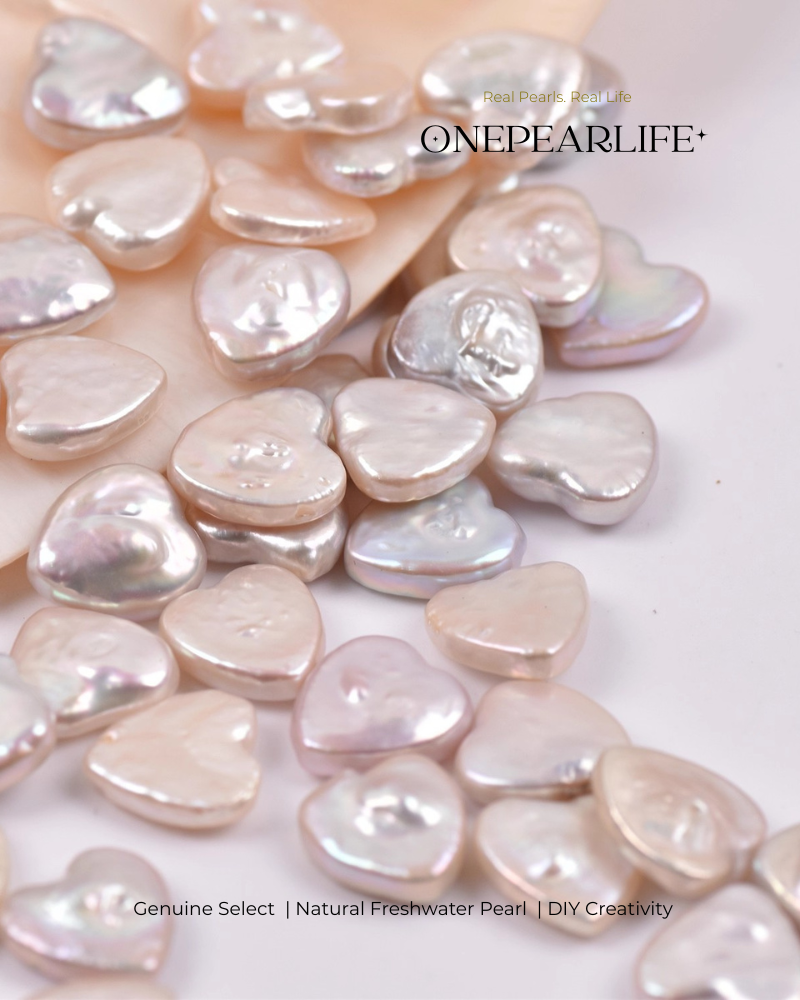 Loose heart-shaped freshwater pearl for DIY crafts and jewelry