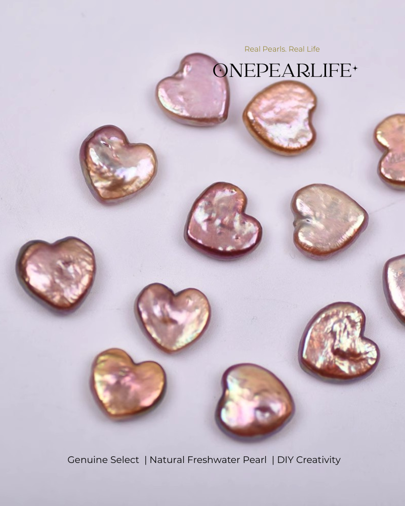 purple freshwater baroque heart-shaped pearl