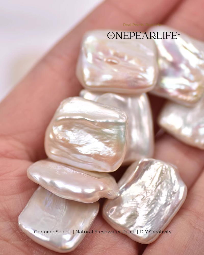white Baroque Rectangular Freshwater Pearl for Handmade 