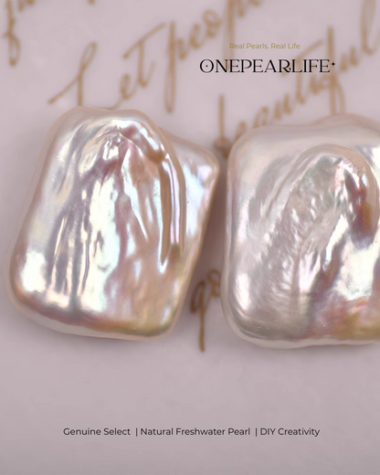 White Real Baroque Rectangular Freshwater Pearl
